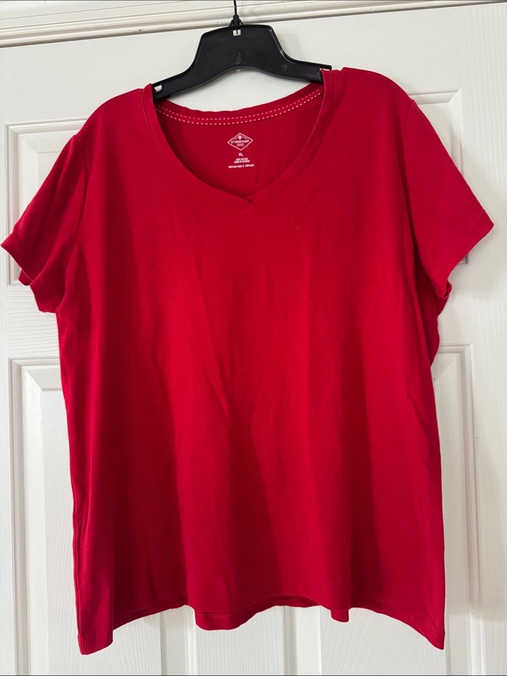 St. John's Bay Red V-Neck Short Sleeve Tee